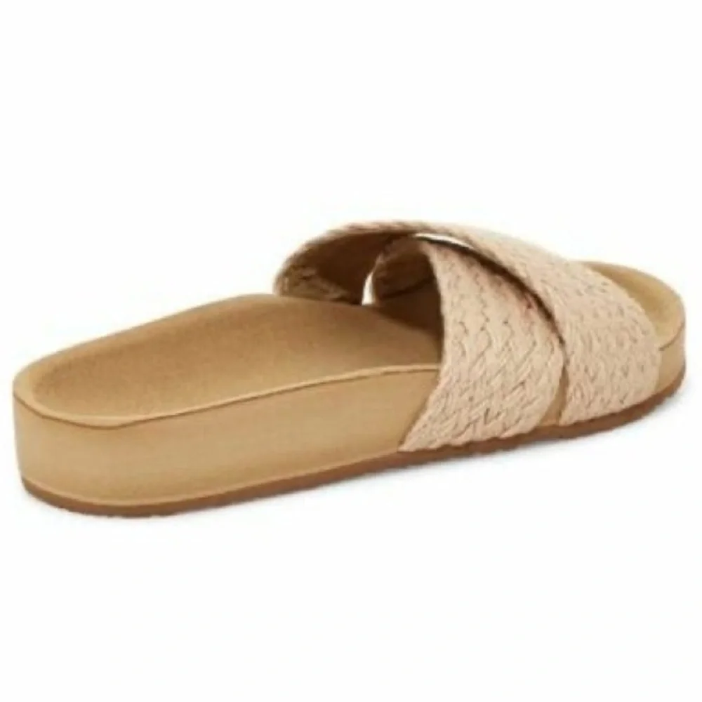 Sanuk She Crazy Jute Slide Sandals Natural Woven Strap Comfort Size 7